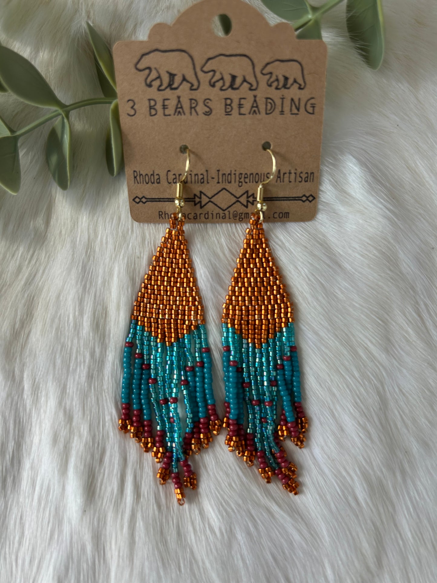 Teal and Copper Fringe Earrings