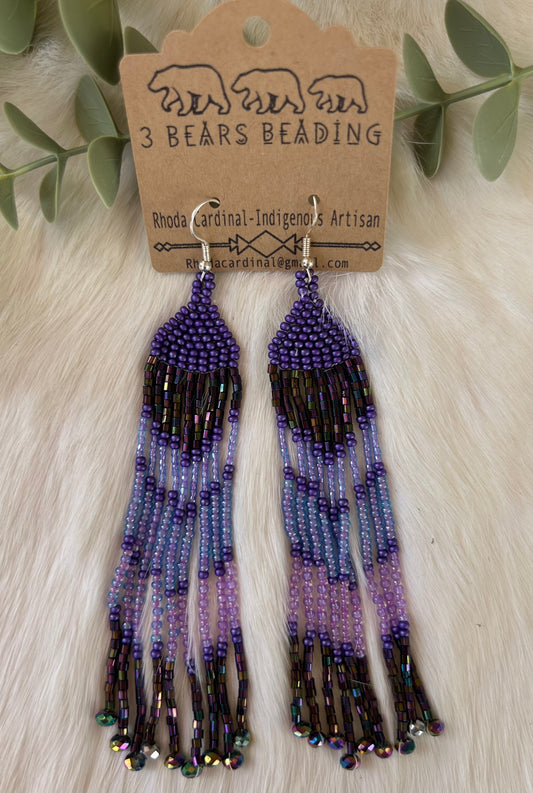 Purple fringe Earrings